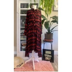 Donna Rico Dress Women's Size 10 Mock Wrap Belted Pleated 80's Secretary Retro